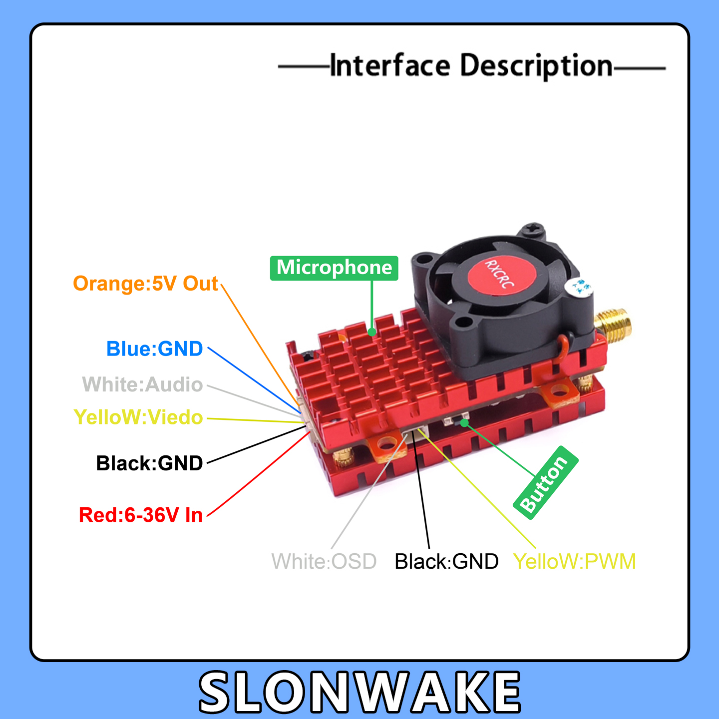 SLONWAKE 5,8G 2 Вт VTX FPV 180 – обзор и цена Drone Racing Receiver